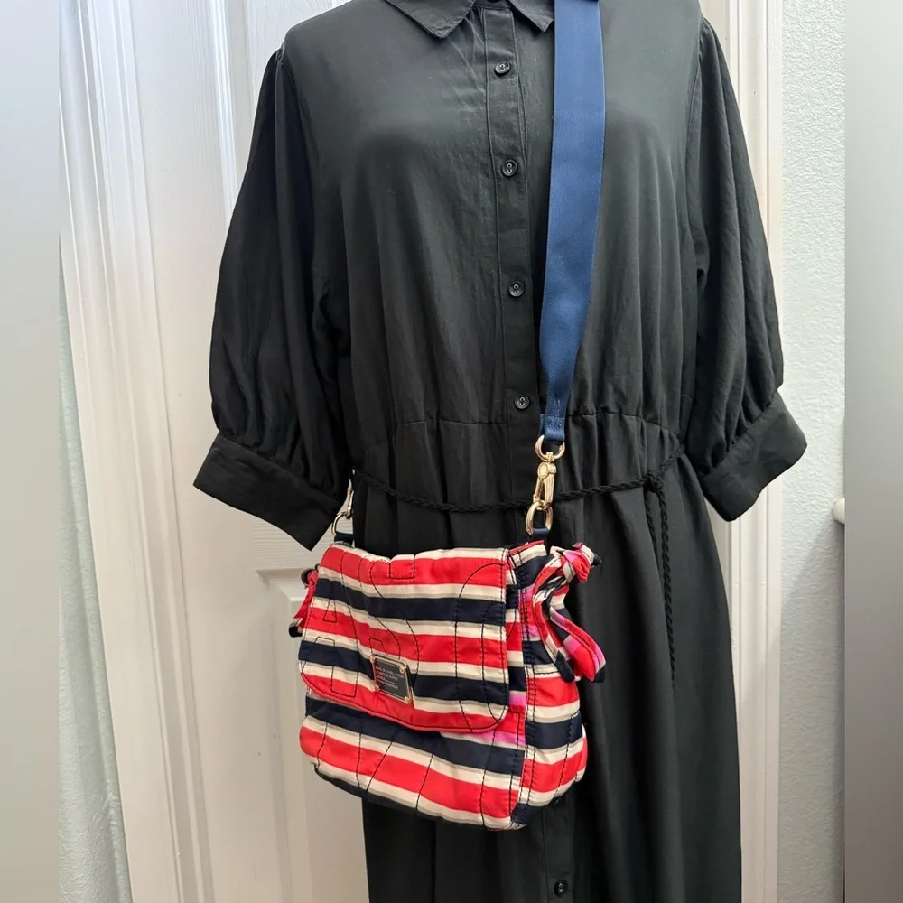 Marc Jacobs Workwear 2 Way Bag Nylon Stripes Preppy - Picture 7 of 11